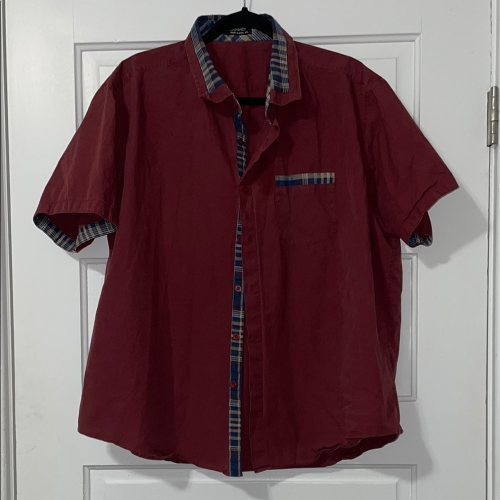Coofandy Maroon Short Sleeve Shirt